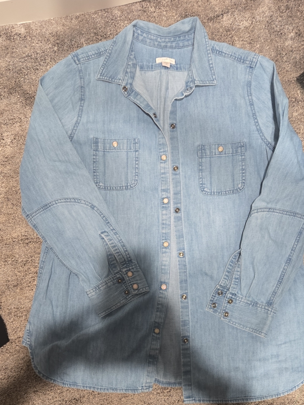 J Jill Light Wash Denim Button-Up Shirt
